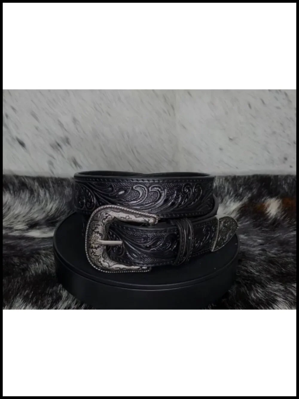 Hand Tooled Western Leather Belt Men Changeable Buckle Cowboy Belt